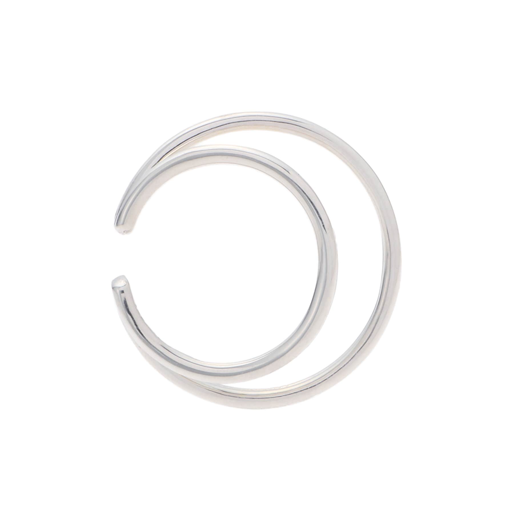 ココシュニック COCOSHNIK ラスティングシルバー　ダブルフープ2連　イヤーカフ
