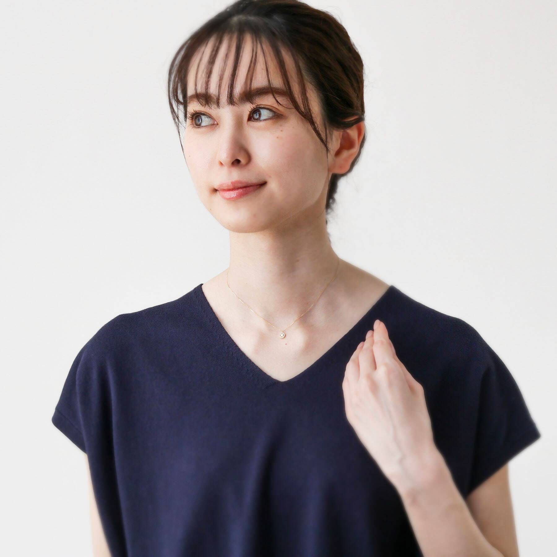 ココシュニック COCOSHNIK K18ダイヤモンド　バゲットカット取り巻き　ネックレス