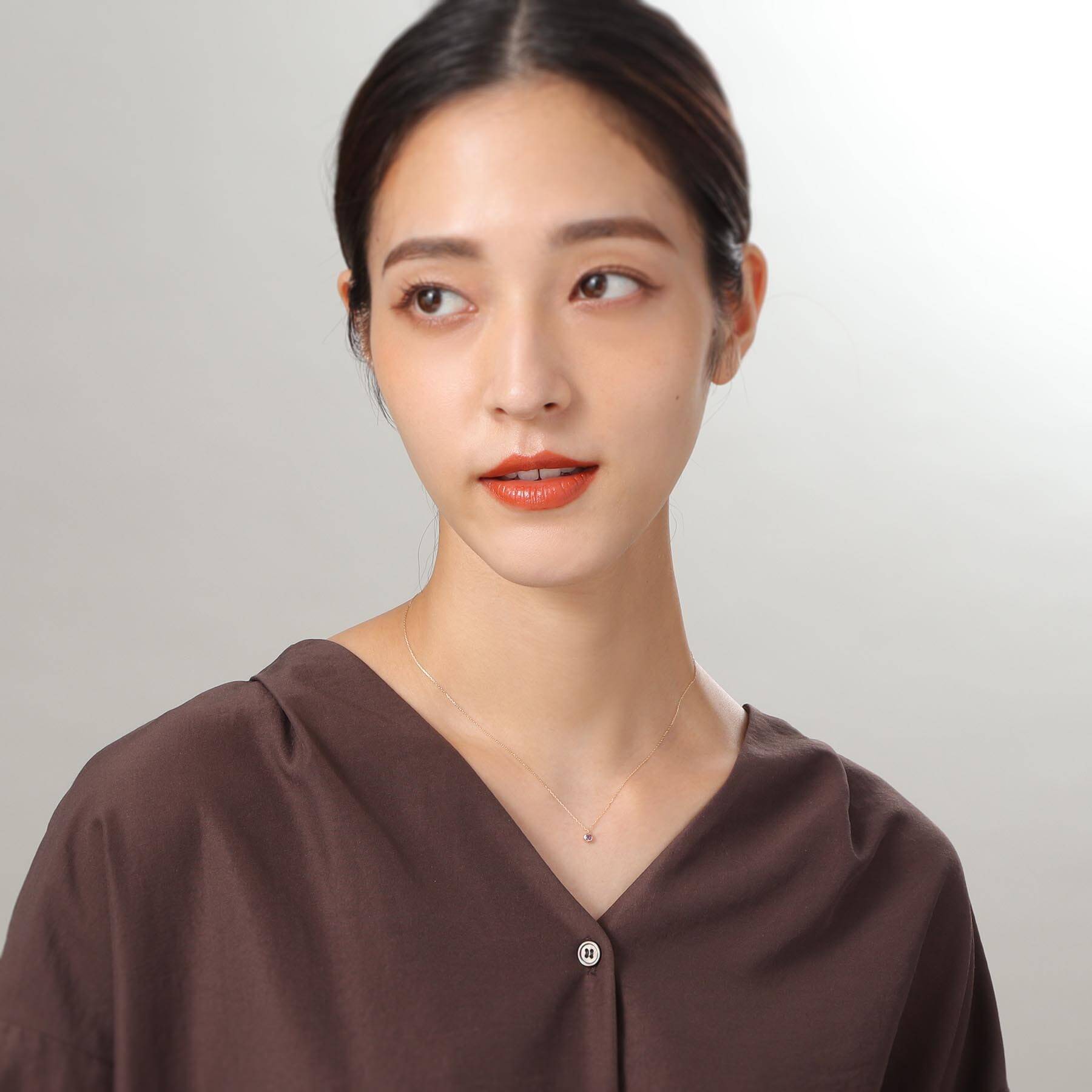 ココシュニック COCOSHNIK 【WEB限定】K10スピリチュアルストーン（アメシスト）ネックレス イエローゴールド(102)