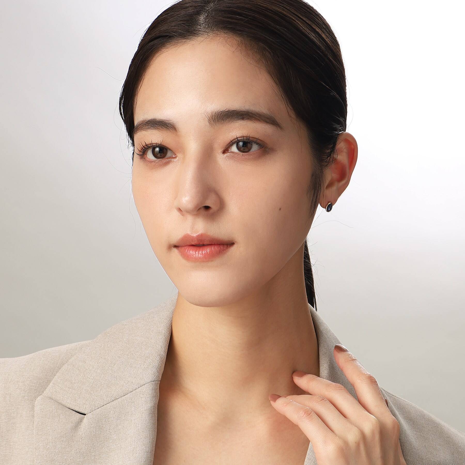 COCOSHNIK COCOSHNIK K10凱亞那石 橢圓形寶石 釘式耳環