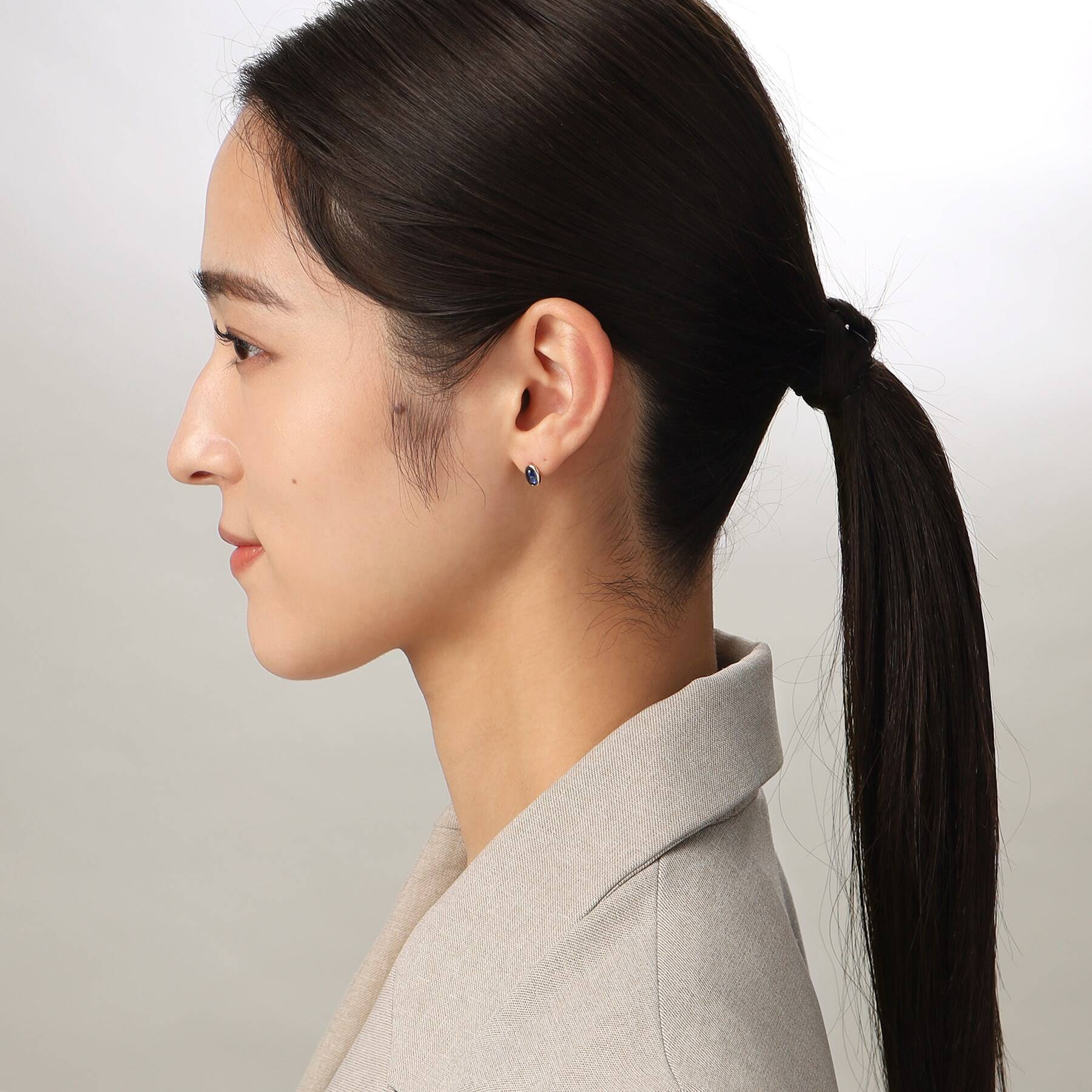 COCOSHNIK COCOSHNIK K10凱亞那石 橢圓形寶石 釘式耳環