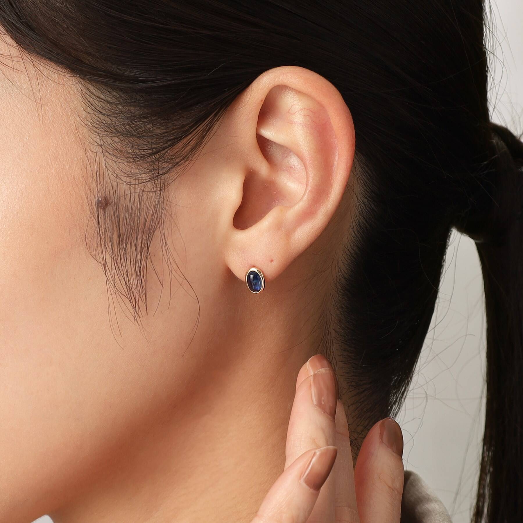 COCOSHNIK COCOSHNIK K10凱亞那石 橢圓形寶石 釘式耳環