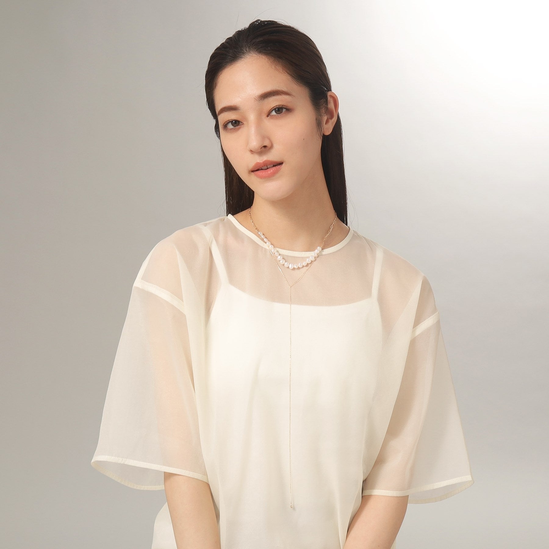 ココシュニック COCOSHNIK K10バロックパール ケーブルチェーンネックレス