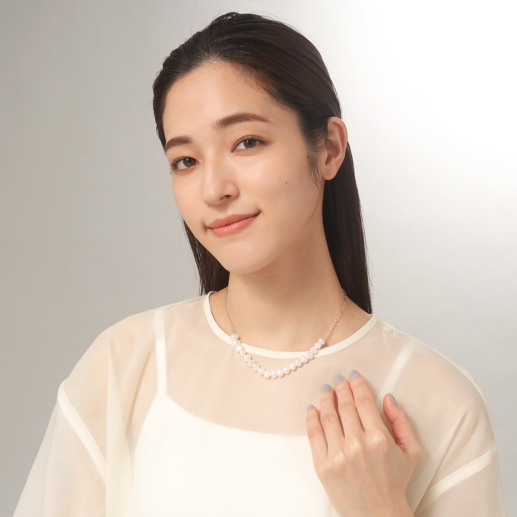ココシュニック COCOSHNIK K10バロックパール ケーブルチェーンネックレス