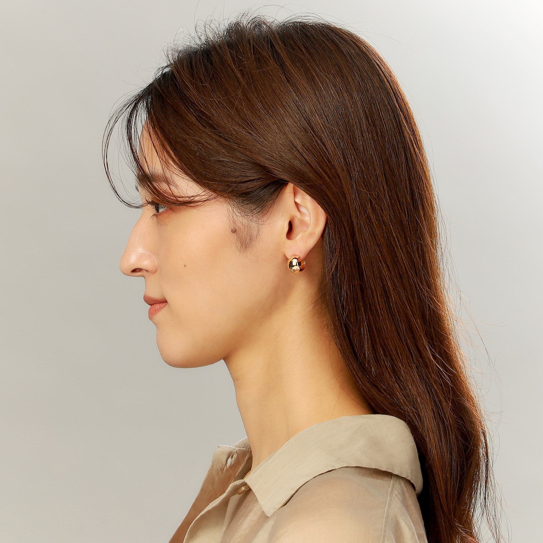 ココシュニック COCOSHNIK K10中空平甲フープ スタッドピアス クリスタル/透明(100)