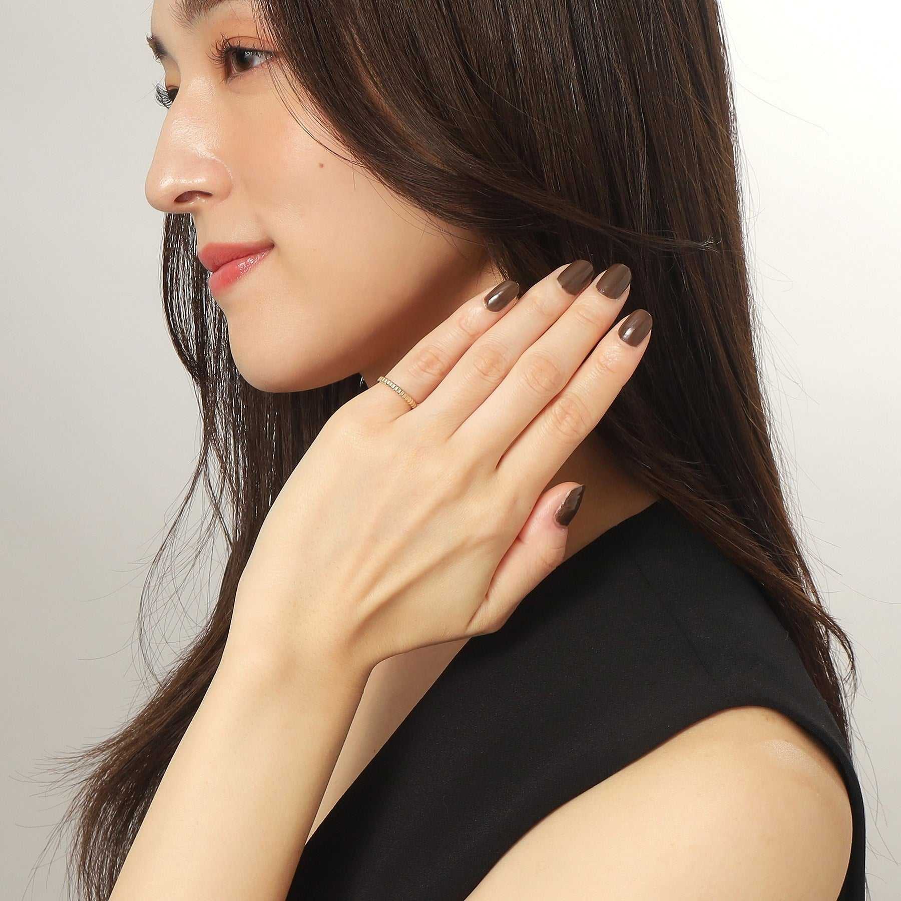 COCOSHNIK COCOSHNIK K10 gadroon cut pinky ring