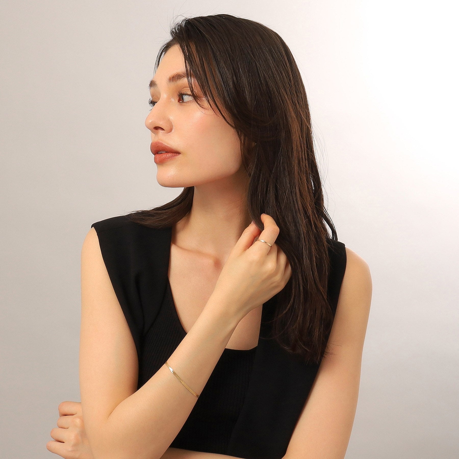 ココシュニック COCOSHNIK K10ベネチアンフラット3連 ブレスレット （イエローゴールド(100)） イエローゴールド(100)