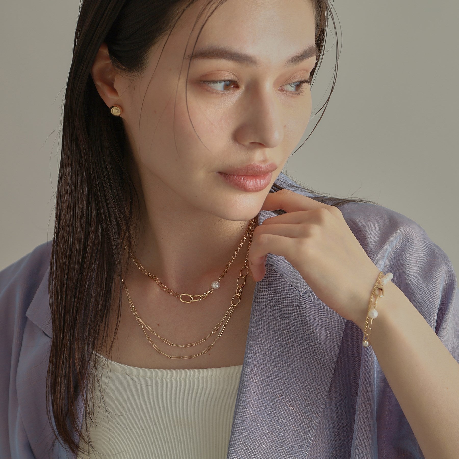 COCOSHNIK K10PC Chain × Kheid Draped Necklace