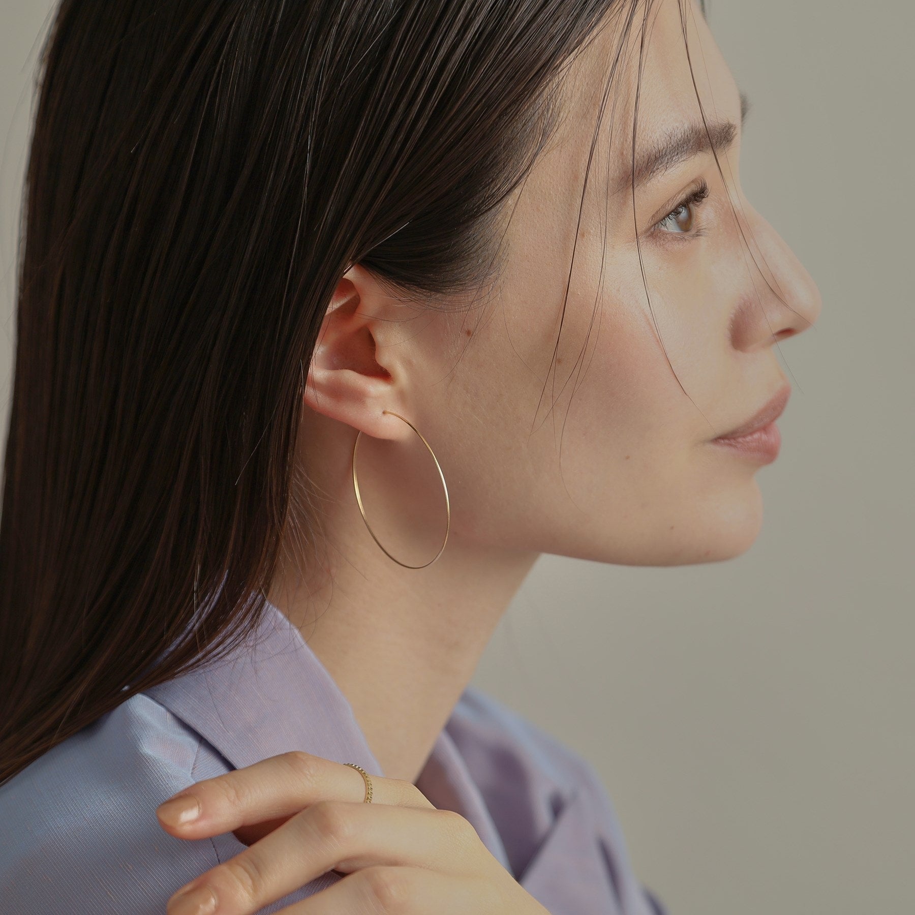 ココシュニック COCOSHNIK K18オメガチェーン フープピアス大 （イエローゴールド(100)） イエローゴールド(100)