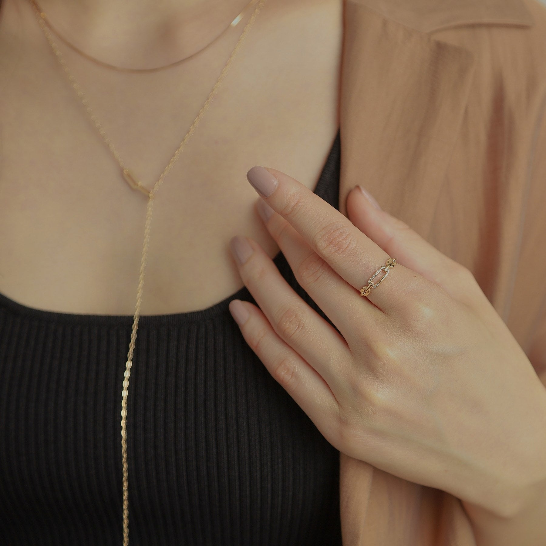 ココシュニック COCOSHNIK K10ダイヤモンド PCモチーフアシンメトリー リング （イエローゴールド(104)） イエローゴールド(104)