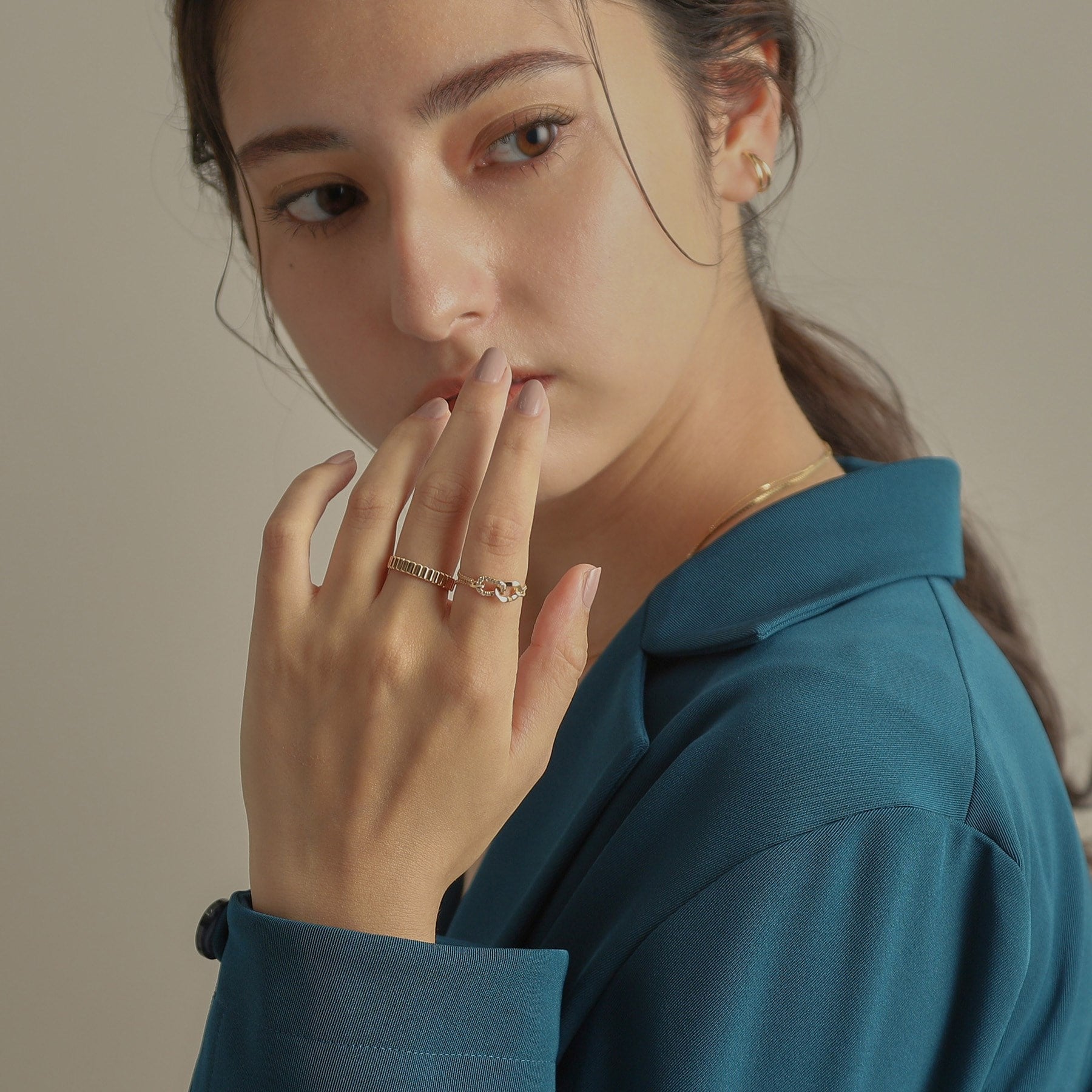 ココシュニック COCOSHNIK K10ダイヤモンド キヘイリンクチェーン リング （イエローゴールド(104)） イエローゴールド(104)