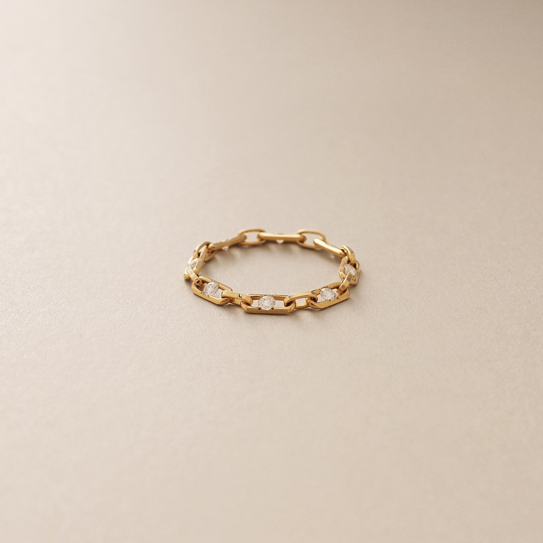 ココシュニック COCOSHNIK K18ダイヤモンド ロングカットアズキチェーン リング （イエローゴールド(104)） イエローゴールド(104)