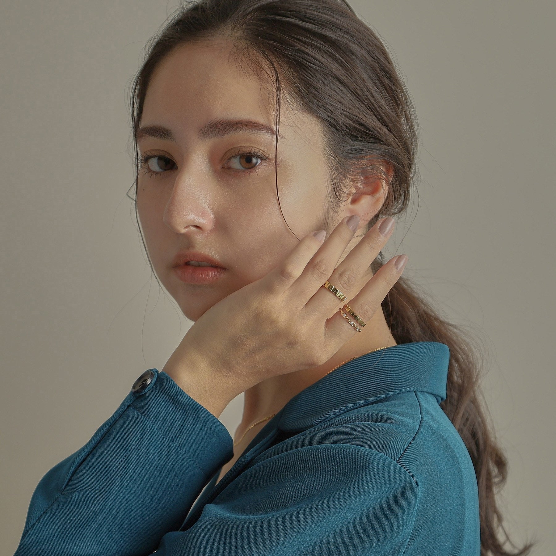 ココシュニック COCOSHNIK K18ダイヤモンド ロングカットアズキチェーン リング （イエローゴールド(104)） イエローゴールド(104)