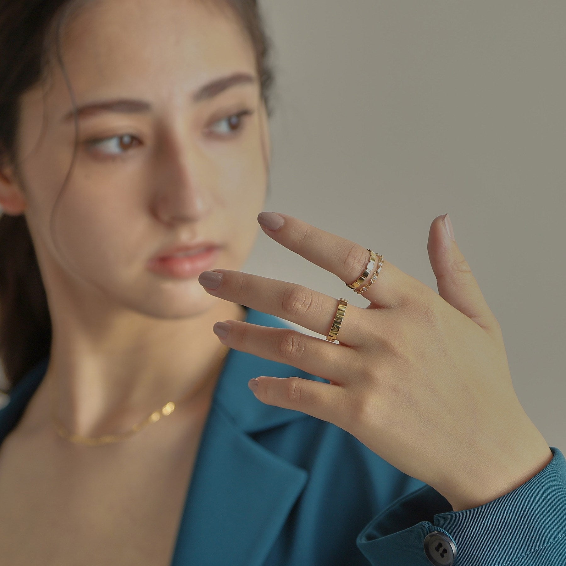 ココシュニック COCOSHNIK K18ダイヤモンド ロングカットアズキチェーン リング （イエローゴールド(104)） イエローゴールド(104)