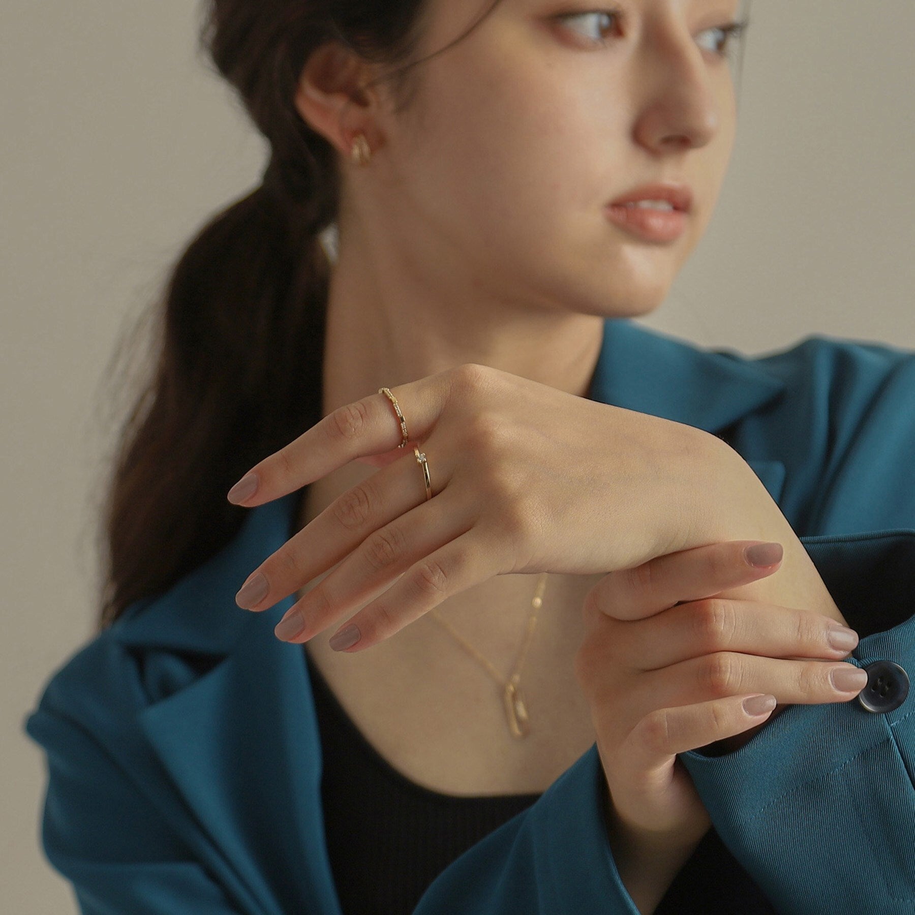 ココシュニック COCOSHNIK K10ダイヤモンド 爪留めスクエアオルタネート リング （イエローゴールド(104)） イエローゴールド(104)