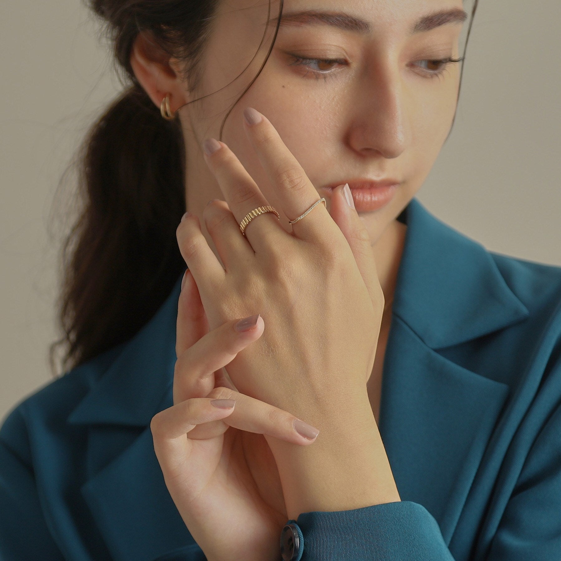 ココシュニック COCOSHNIK K10ダイヤモンド S字スクエア リング （イエローゴールド(104)） イエローゴールド(104)