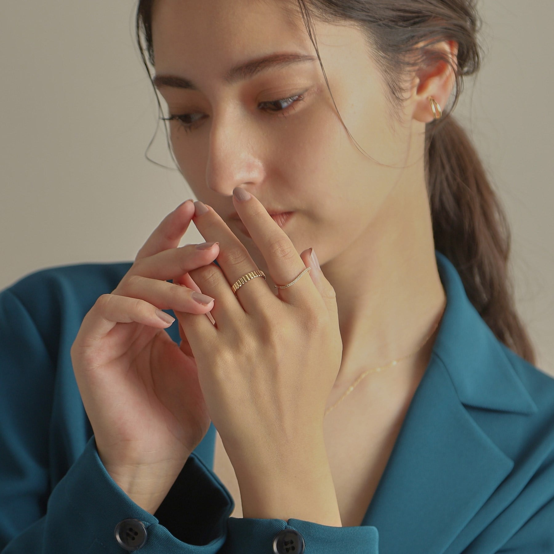 ココシュニック COCOSHNIK K10ダイヤモンド S字スクエア リング （イエローゴールド(104)） イエローゴールド(104)