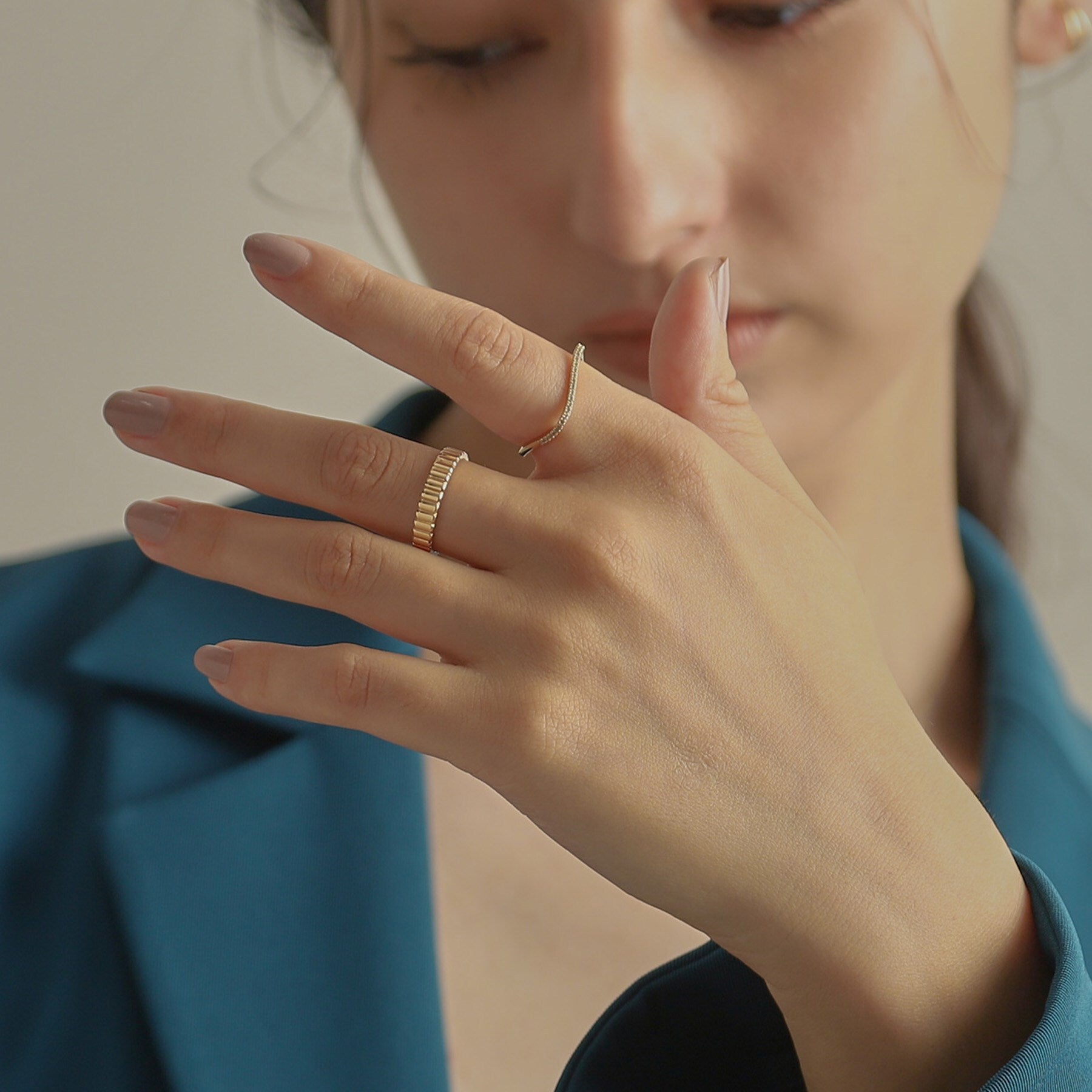 ココシュニック COCOSHNIK K10ダイヤモンド S字スクエア リング （イエローゴールド(104)） イエローゴールド(104)