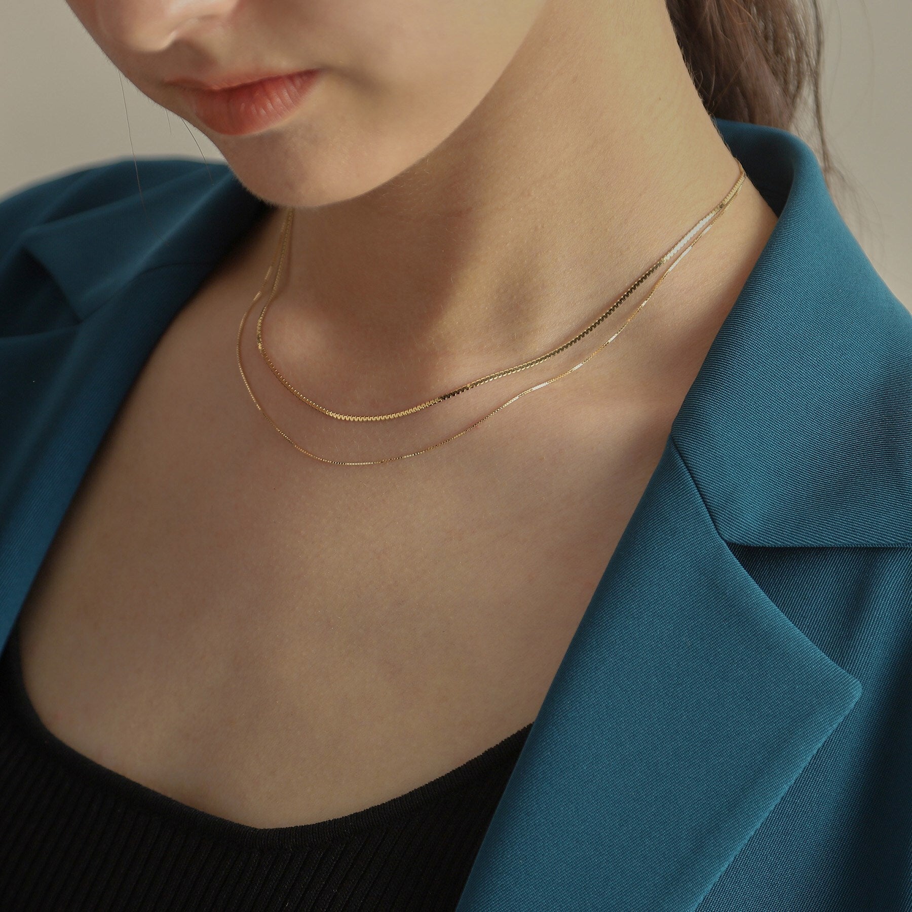 ココシュニック COCOSHNIK K10ベネフラット×ベネレイヤード ネックレス （イエローゴールド(100)） イエローゴールド(100)