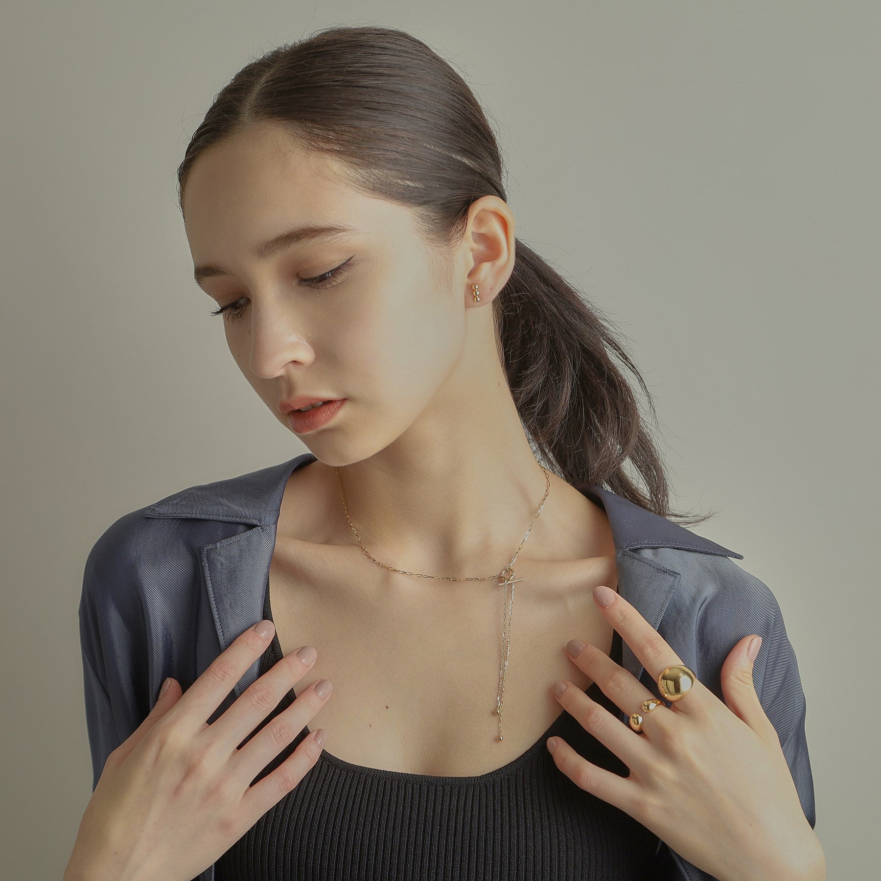 Cocoshnik COCOSHNIK K10 Azuki Mix Chain Mantel Necklace