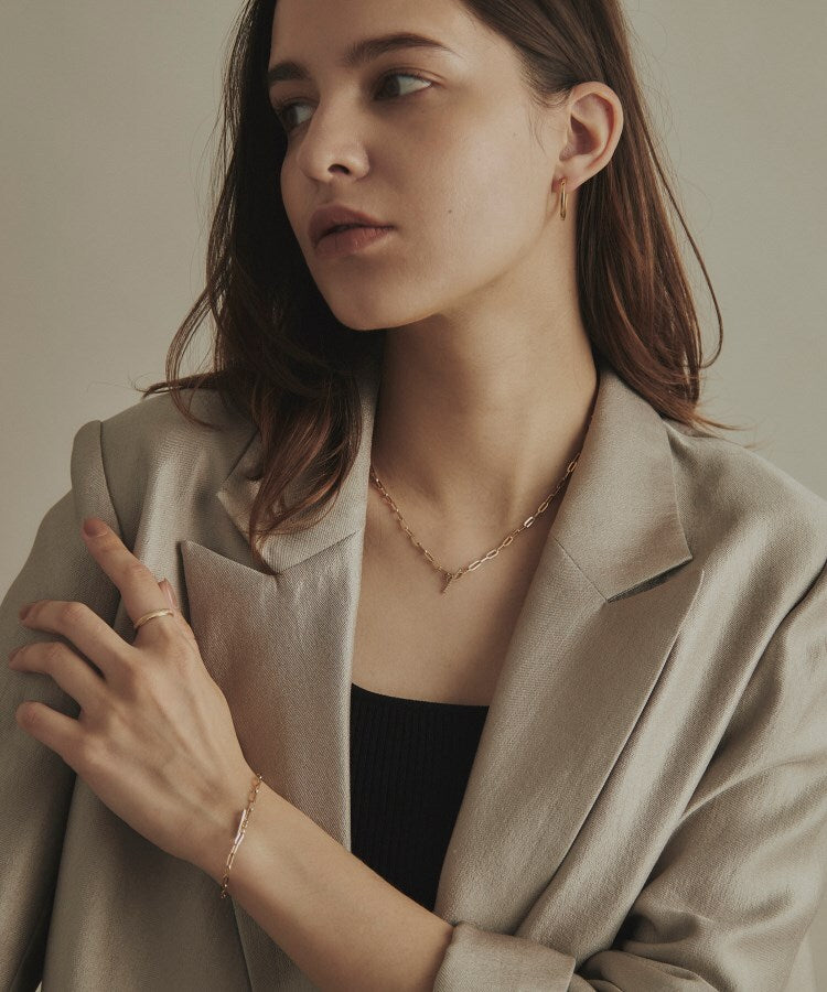 ココシュニック COCOSHNIK K10ダイヤモンド 中空プリムダイヤバー ネックレス （アイボリー(104)） アイボリー(104)