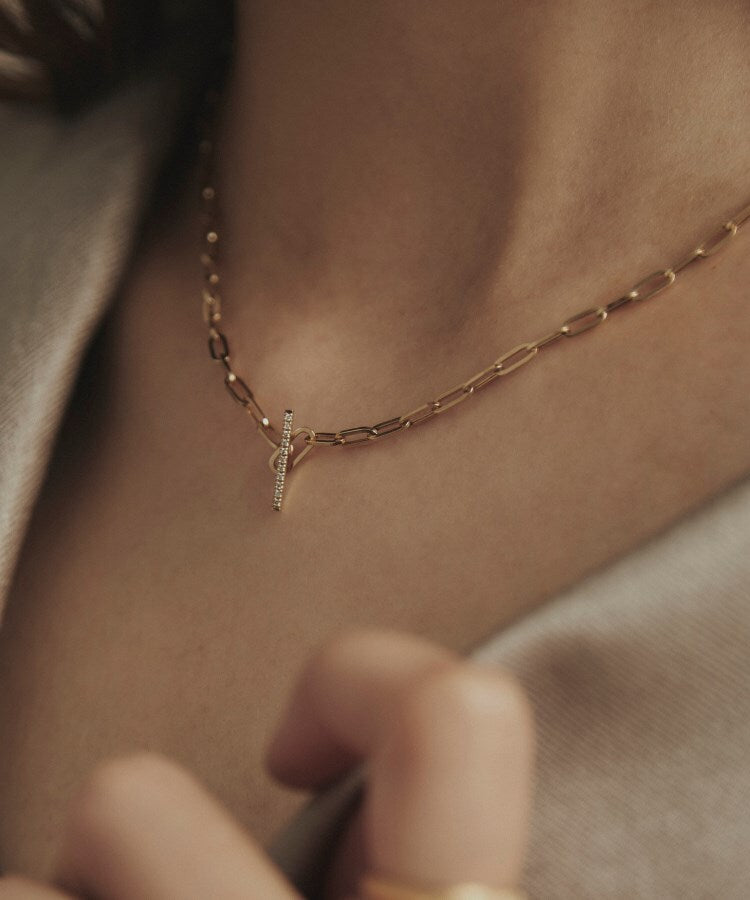 ココシュニック COCOSHNIK K10ダイヤモンド 中空プリムダイヤバー ネックレス （アイボリー(104)） アイボリー(104)