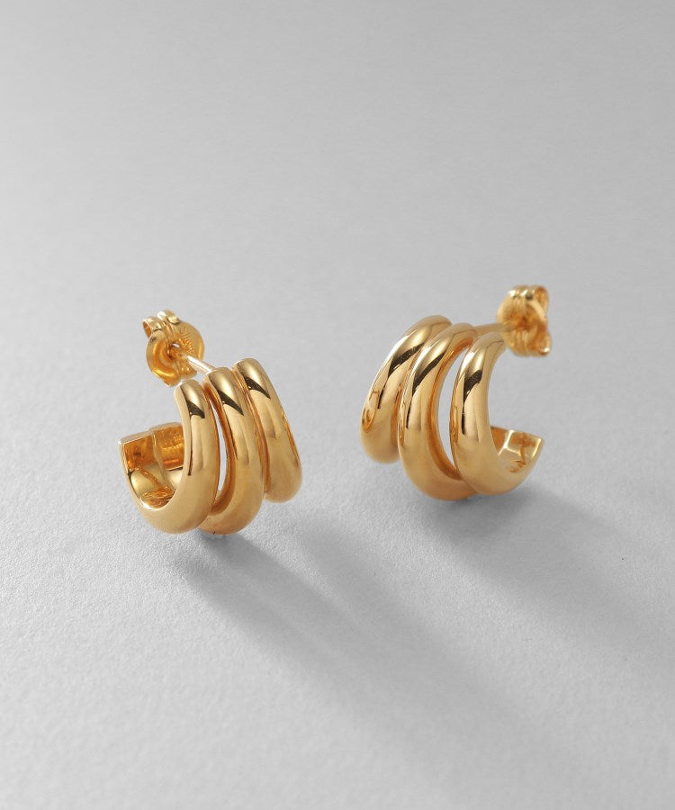 ココシュニック オンキッチュ COCOSHNIK ONKITSCH シルバー スモールフープ トリプルカーブピアス GP （ゴールド(600)） ゴールド(600)