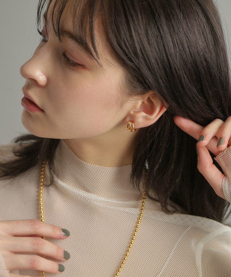 ココシュニック オンキッチュ COCOSHNIK ONKITSCH シルバー スモールフープ トリプルカーブピアス GP （ゴールド(600)） ゴールド(600)