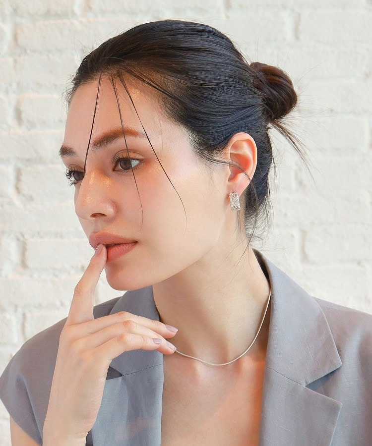 ココシュニック オンキッチュ COCOSHNIK ONKITSCH シルバー スモールフープ マーキスメッシュ ピアス （シルバー(600)） シルバー(600)