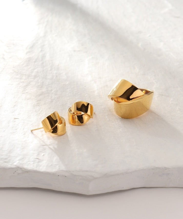 ココシュニック オンキッチュ COCOSHNIK ONKITSCH シルバー フォールディングピアス オーバーラップ GP （ゴールド(600)） ゴールド(600)