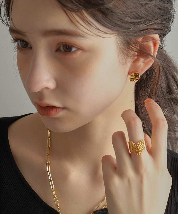 ココシュニック オンキッチュ COCOSHNIK ONKITSCH シルバー フォールディングピアス オーバーラップ GP （ゴールド(600)） ゴールド(600)