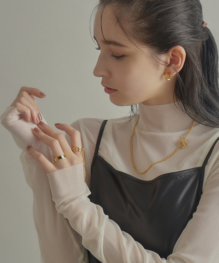 ココシュニック オンキッチュ COCOSHNIK ONKITSCH シルバー フォールディングピアス オーバーラップ GP （ゴールド(600)） ゴールド(600)