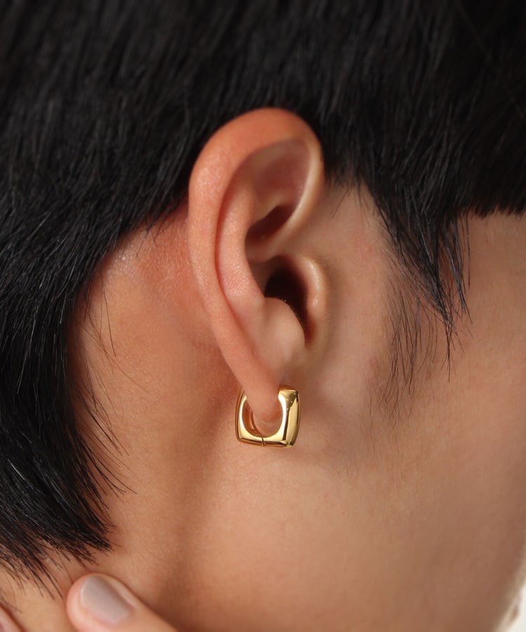 ココシュニック オンキッチュ COCOSHNIK ONKITSCH シルバー ハギーフープ スクエアピアス GP （ゴールド(600)） ゴールド(600)