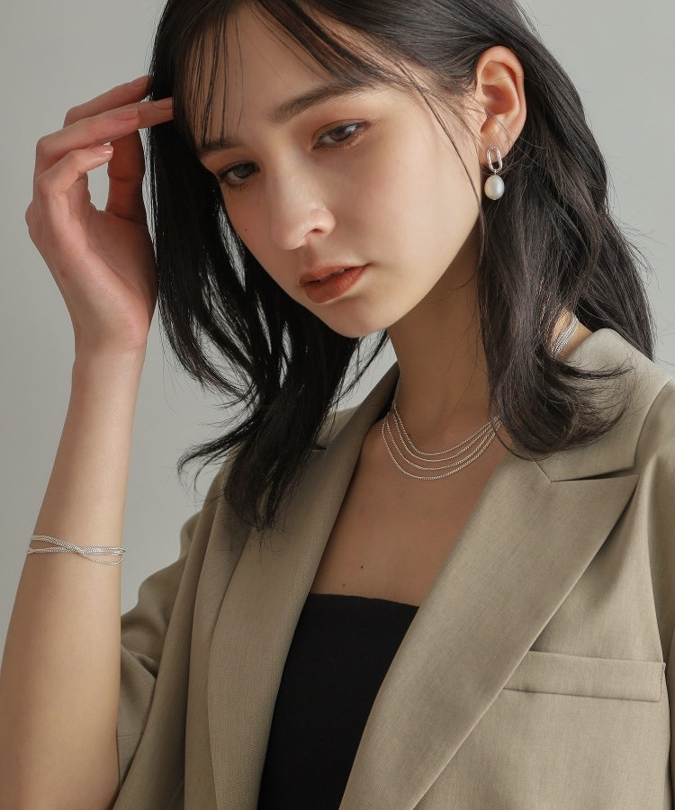 ココシュニック オンキッチュ COCOSHNIK ONKITSCH シルバー バロックパール チェーンリンク ショートピアス （シルバー(606)） シルバー(606)