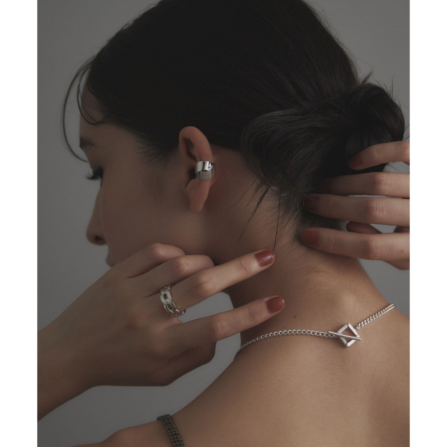 ココシュニック オンキッチュ COCOSHNIK ONKITSCH シルバー ボリュームカーブチェーンモチーフリング （シルバー(600)） シルバー(600)