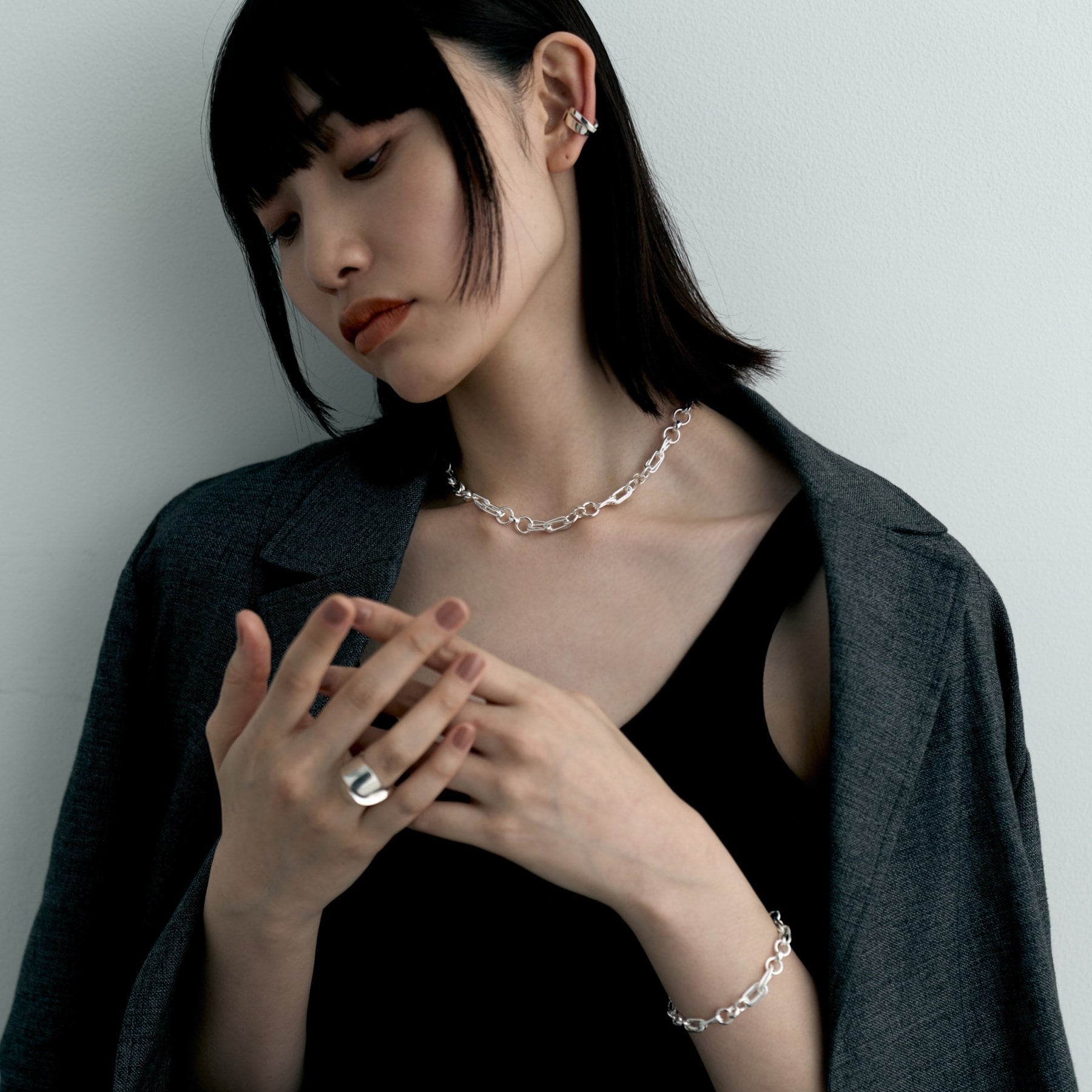 ココシュニック オンキッチュ COCOSHNIK ONKITSCH シルバー ミックスチェーン ダブルリンクネックレス （シルバー(600)） シルバー(600)