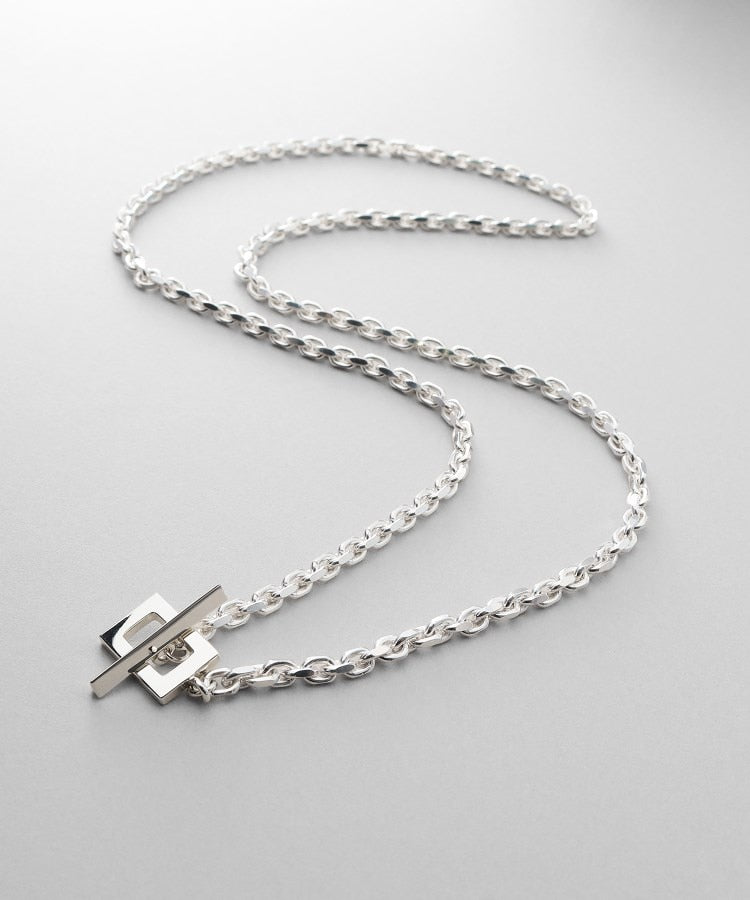 ココシュニック オンキッチュ COCOSHNIK ONKITSCH シルバー カットケーブルチェーン レクタングルマンテルネックレス（55cm） （クリスタル/透明(600)） クリスタル/透明(600)