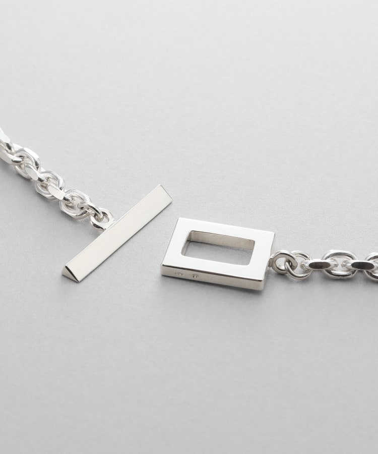 ココシュニック オンキッチュ COCOSHNIK ONKITSCH シルバー カットケーブルチェーン レクタングルマンテルネックレス（55cm） （クリスタル/透明(600)） クリスタル/透明(600)