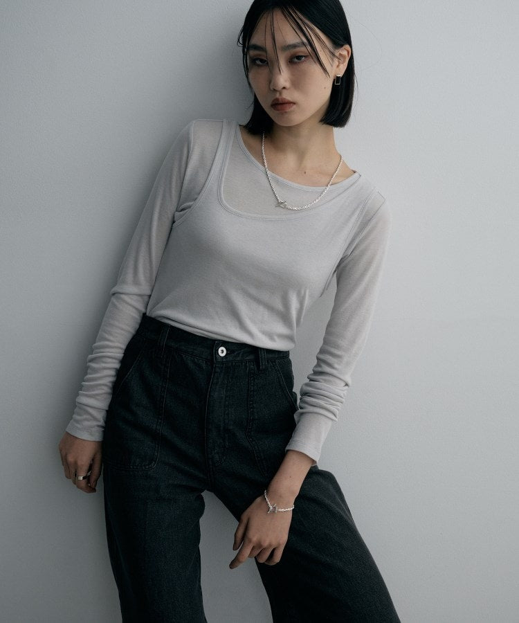 ココシュニック オンキッチュ COCOSHNIK ONKITSCH シルバー カットケーブルチェーン レクタングルマンテルネックレス（55cm） （クリスタル/透明(600)） クリスタル/透明(600)