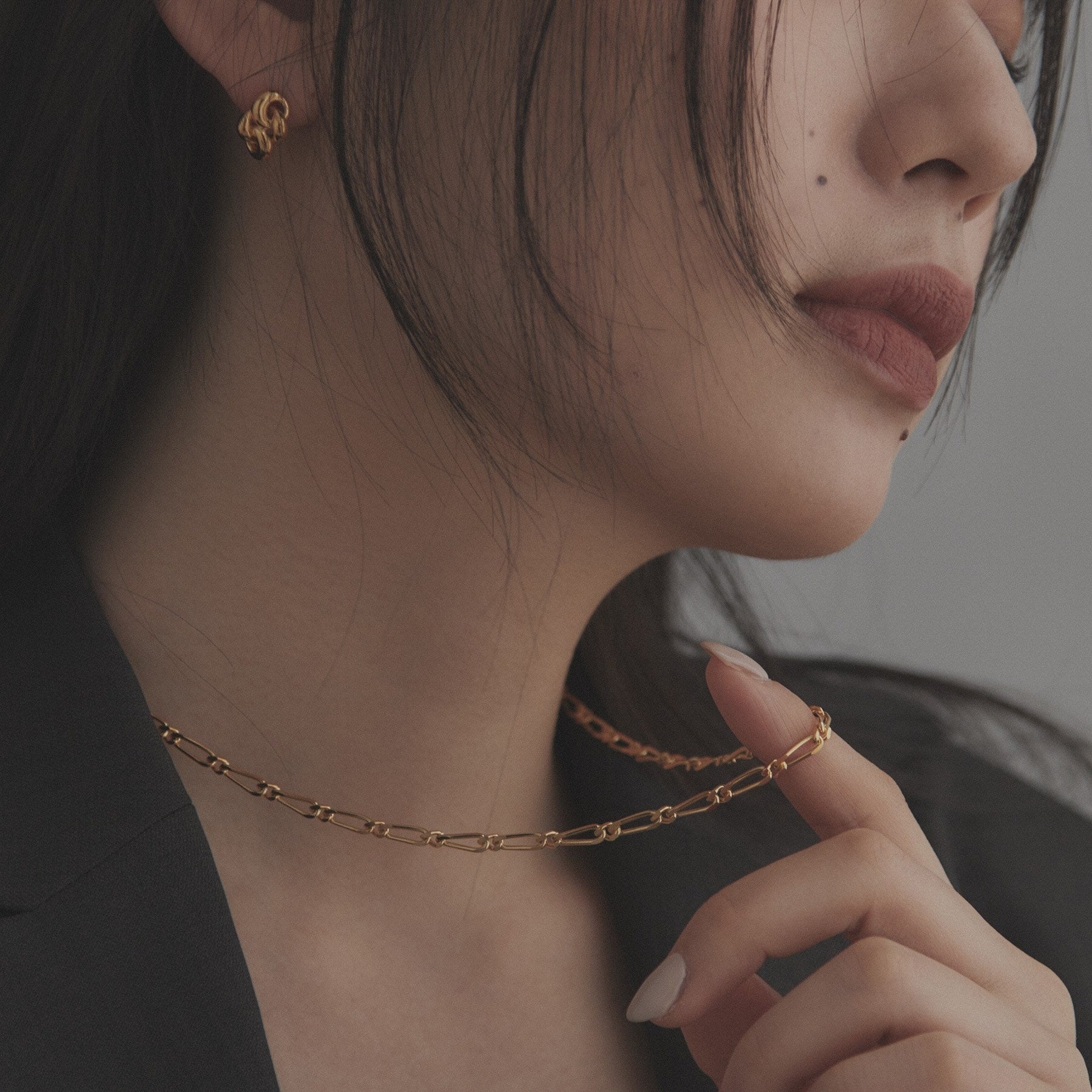 ココシュニック オンキッチュ COCOSHNIK ONKITSCH シルバー デザインチェーン ショート＆ロングネックレス GP ゴールド(600)