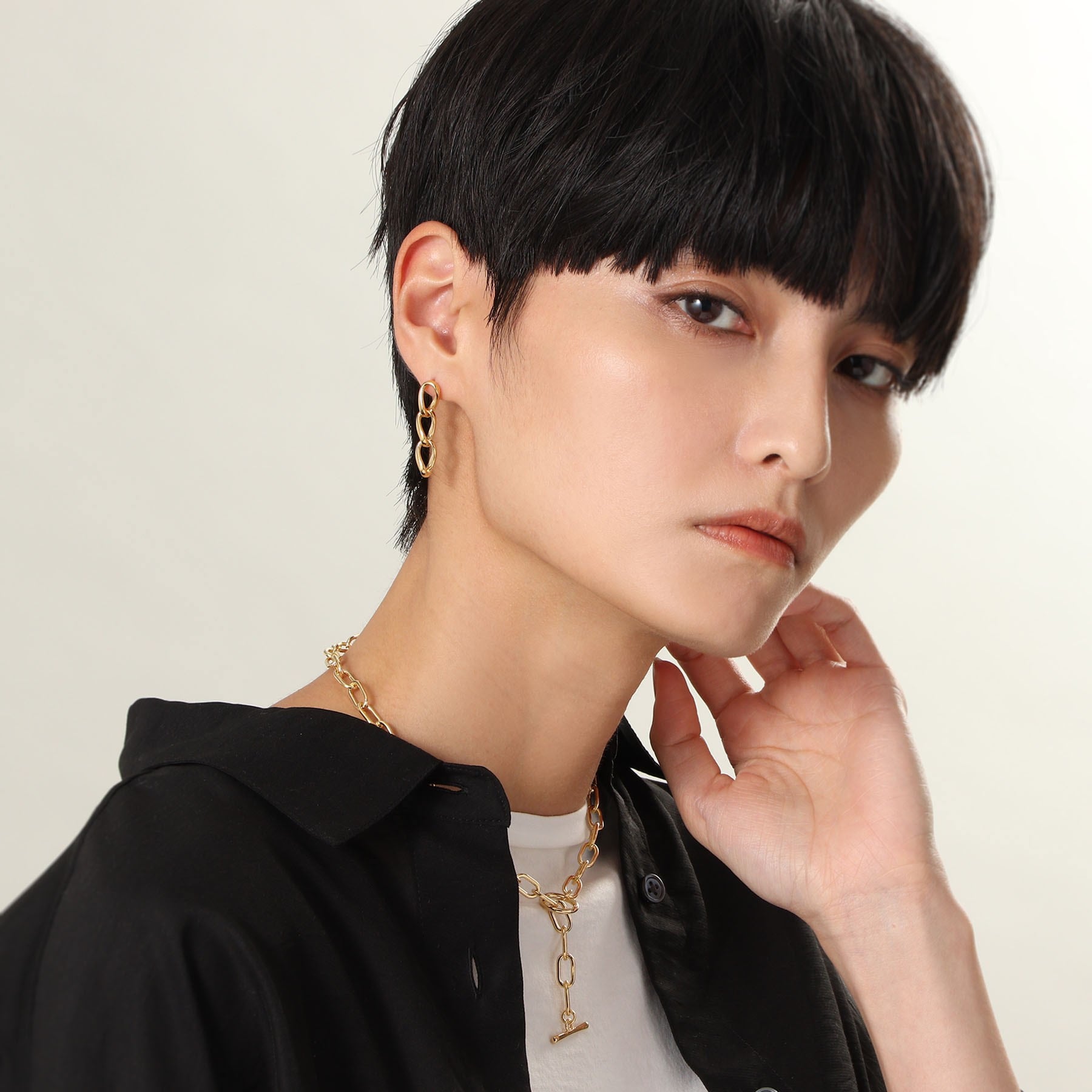 ココシュニック オンキッチュ COCOSHNIK ONKITSCH シルバー リンクチェーン ショートマンテルネックレス GP