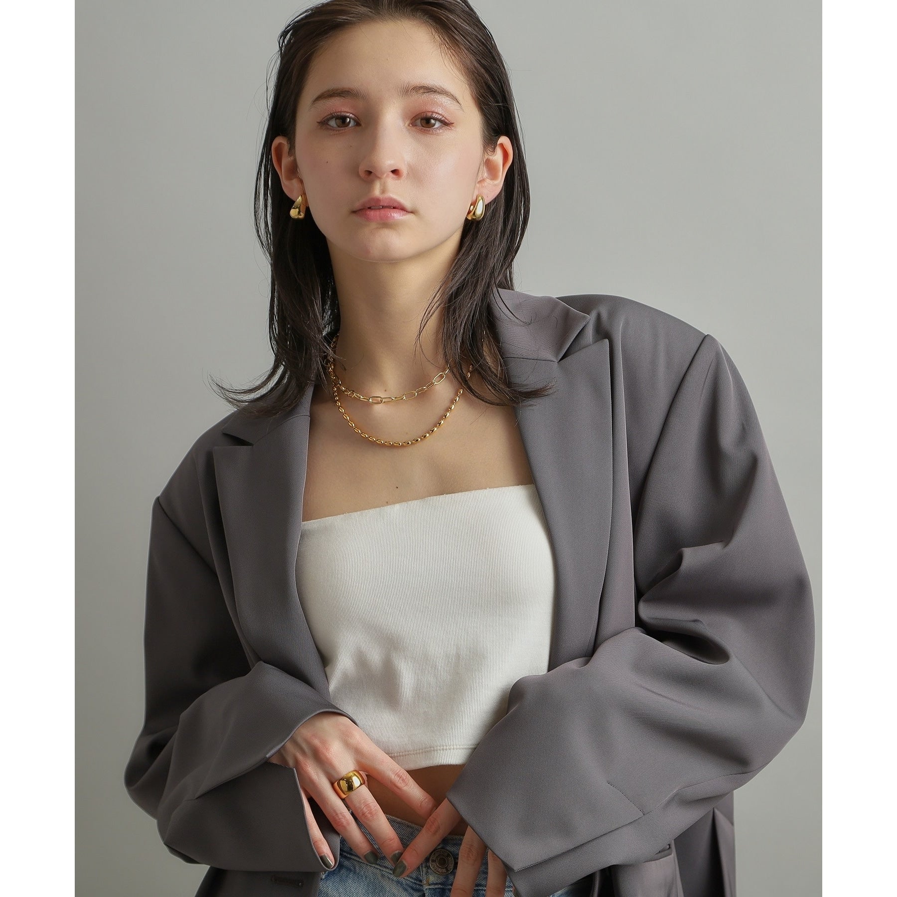 ココシュニック オンキッチュ COCOSHNIK ONKITSCH シルバー リンクチェーン ショートマンテルネックレス GP
