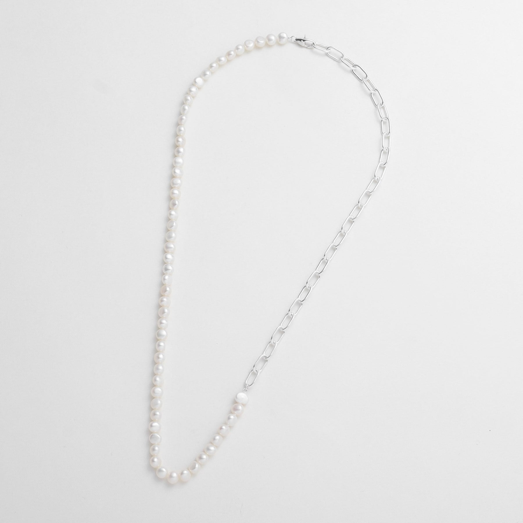 COCOSHNIK ONKITSCH COCOSHNIK ONKITSCH silver Baroque Pearl 2Way Chain Mix Necklace