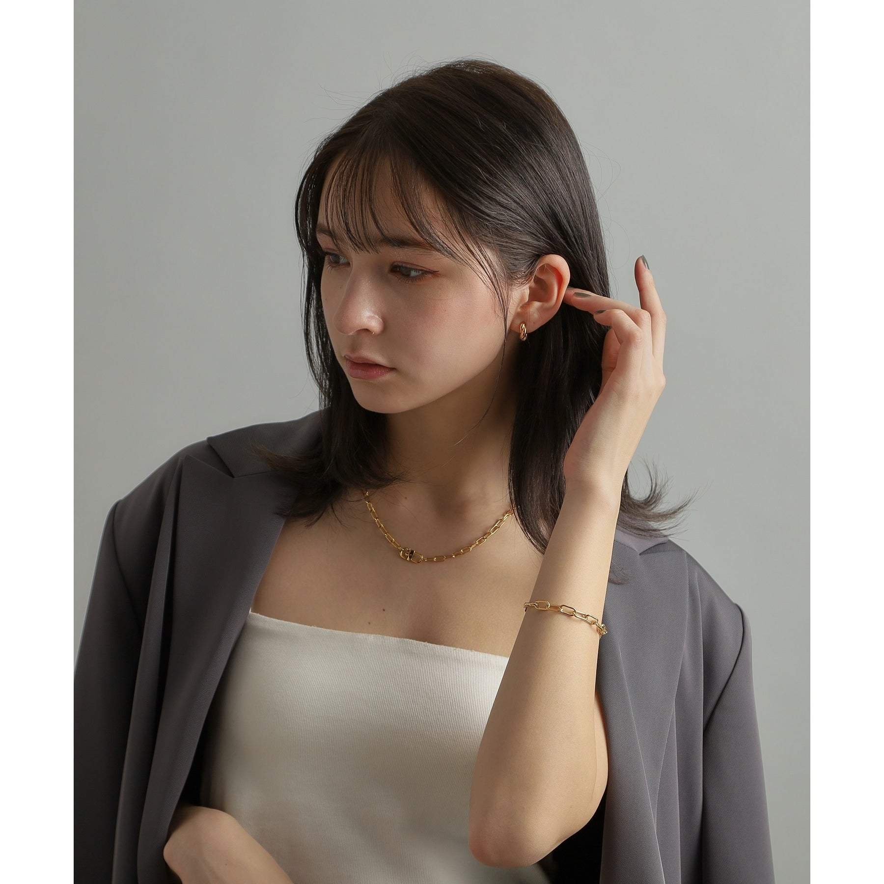 ココシュニック オンキッチュ COCOSHNIK ONKITSCH シルバー スモールフープ クロワッサンピアス GP ゴールド(600)