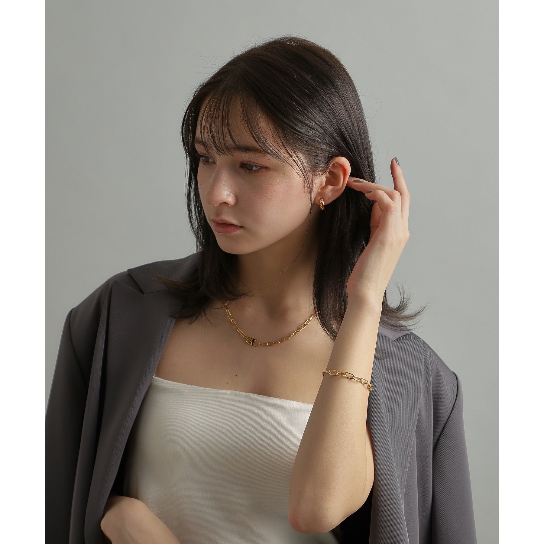 ココシュニック オンキッチュ COCOSHNIK ONKITSCH シルバー スモールフープ クロワッサンピアス GP ゴールド(600)