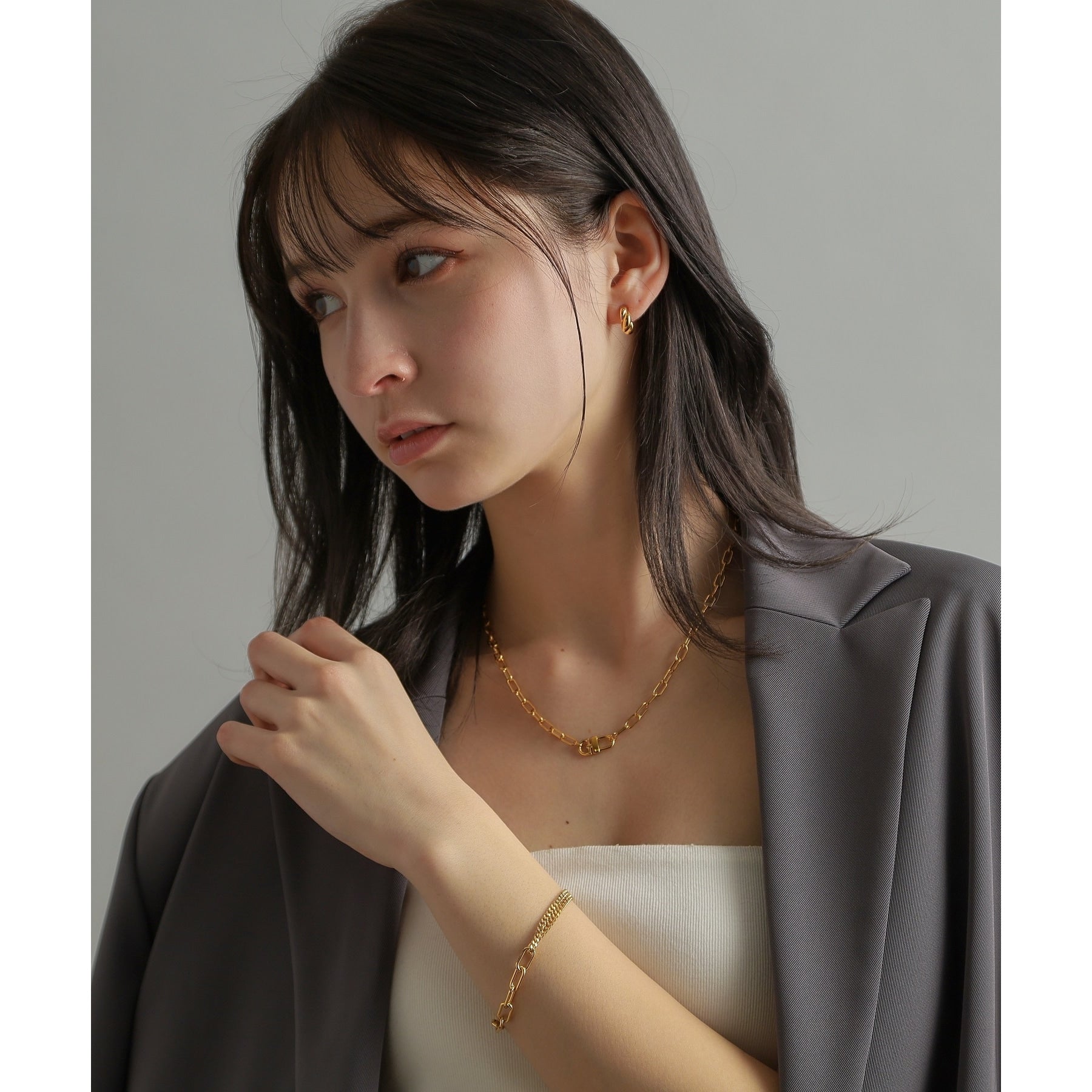 ココシュニック オンキッチュ COCOSHNIK ONKITSCH シルバー スモールフープ クロワッサンピアス GP ゴールド(600)