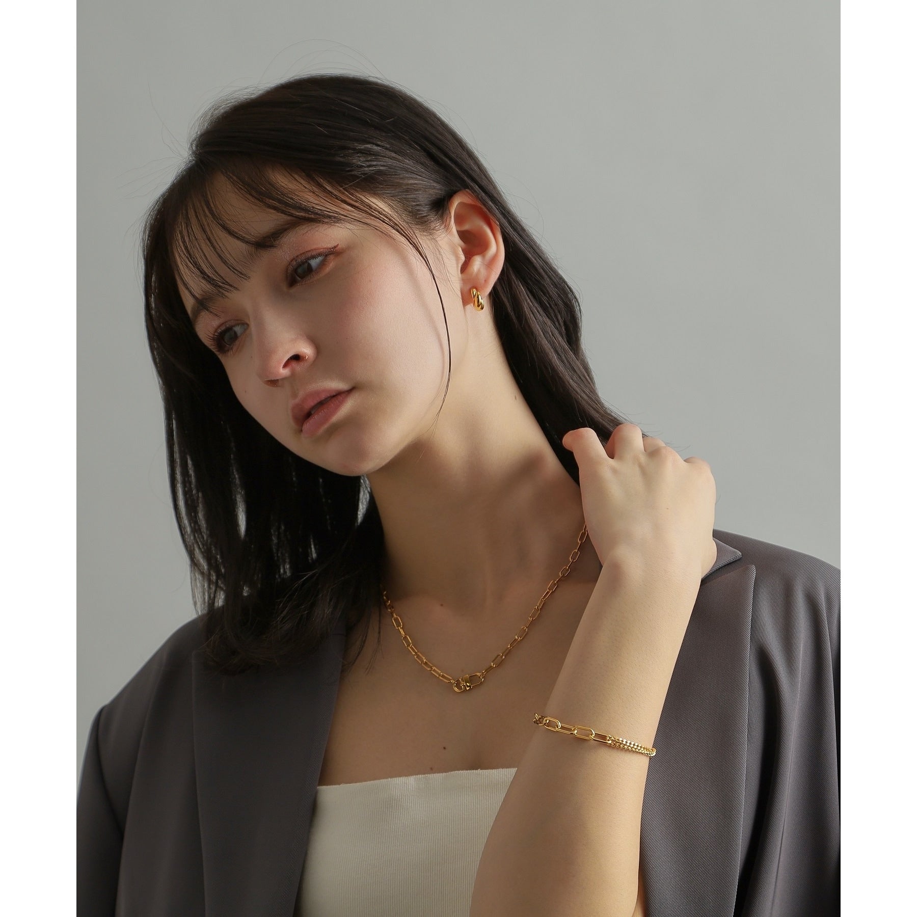 ココシュニック オンキッチュ COCOSHNIK ONKITSCH シルバー スモールフープ クロワッサンピアス GP ゴールド(600)