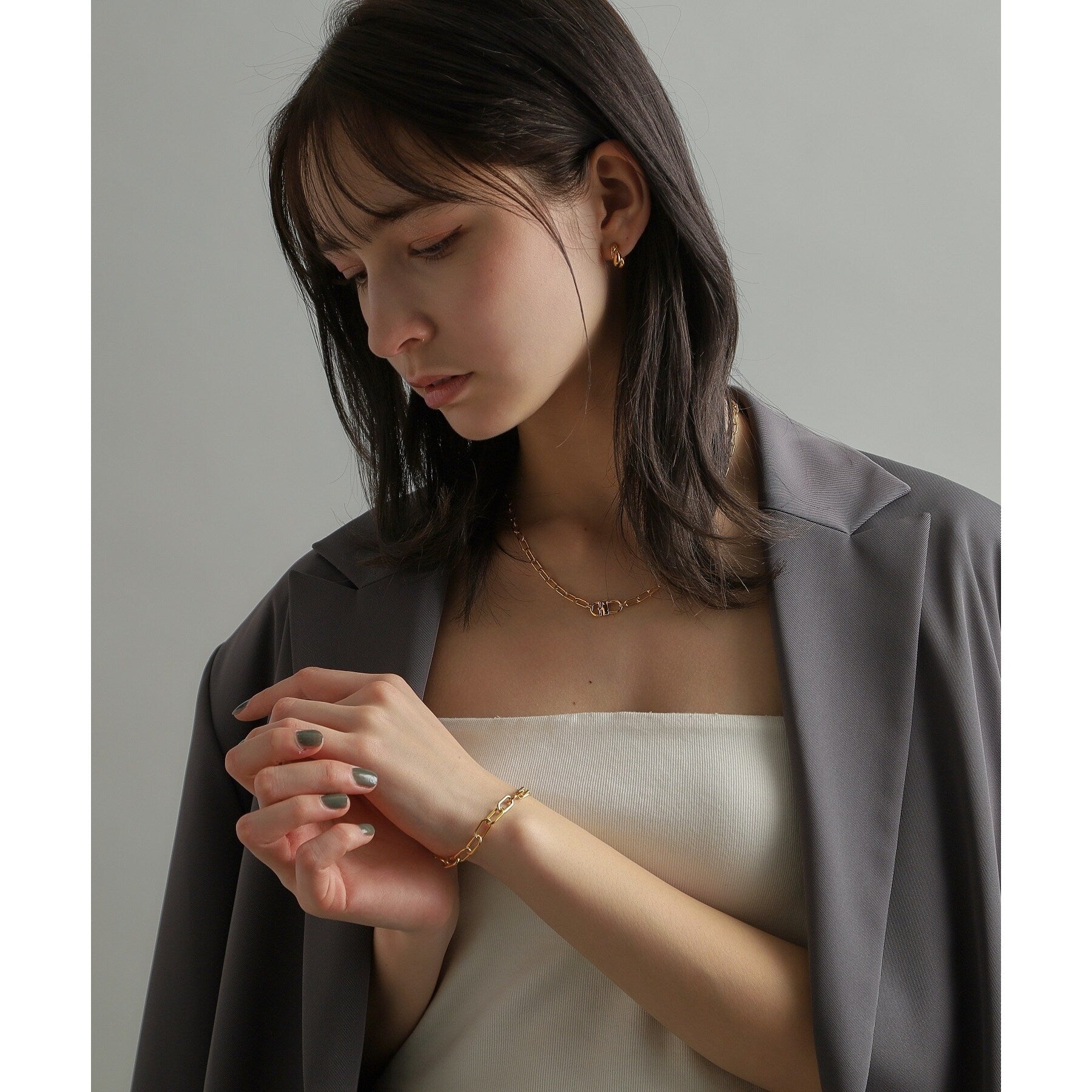 ココシュニック オンキッチュ COCOSHNIK ONKITSCH シルバー スモールフープ クロワッサンピアス GP ゴールド(600)