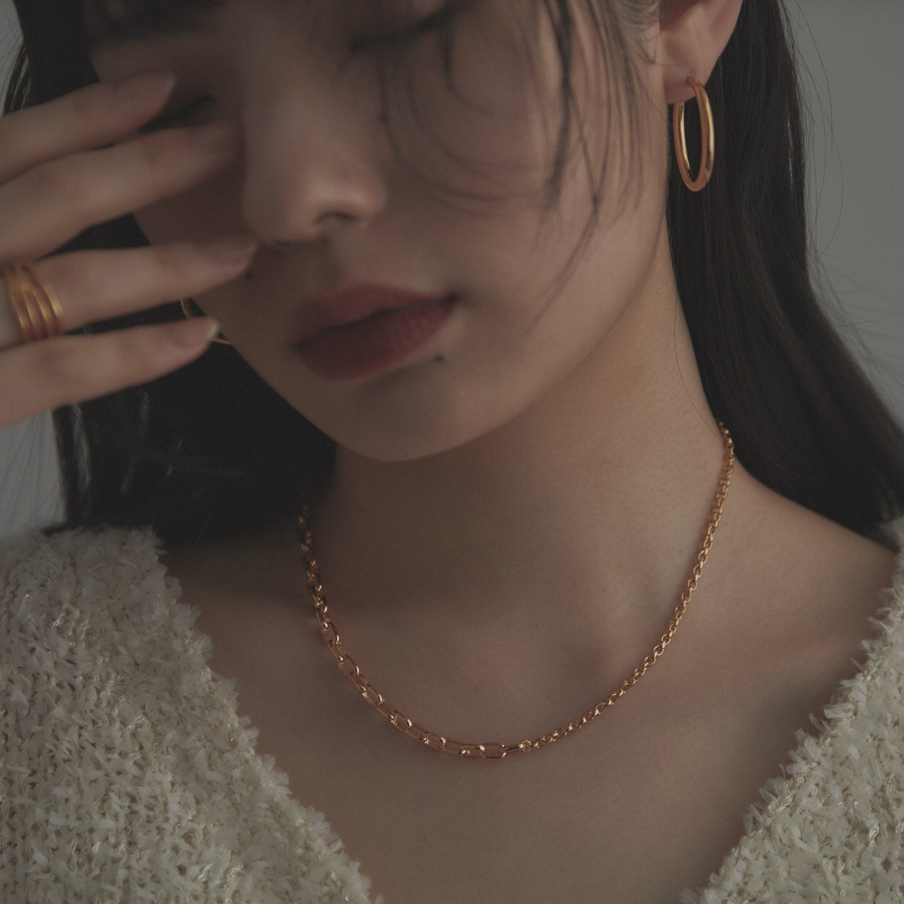 ココシュニック オンキッチュ COCOSHNIK ONKITSCH シルバー ミックスネックレス ドームチェーンマンテルネックレス GP