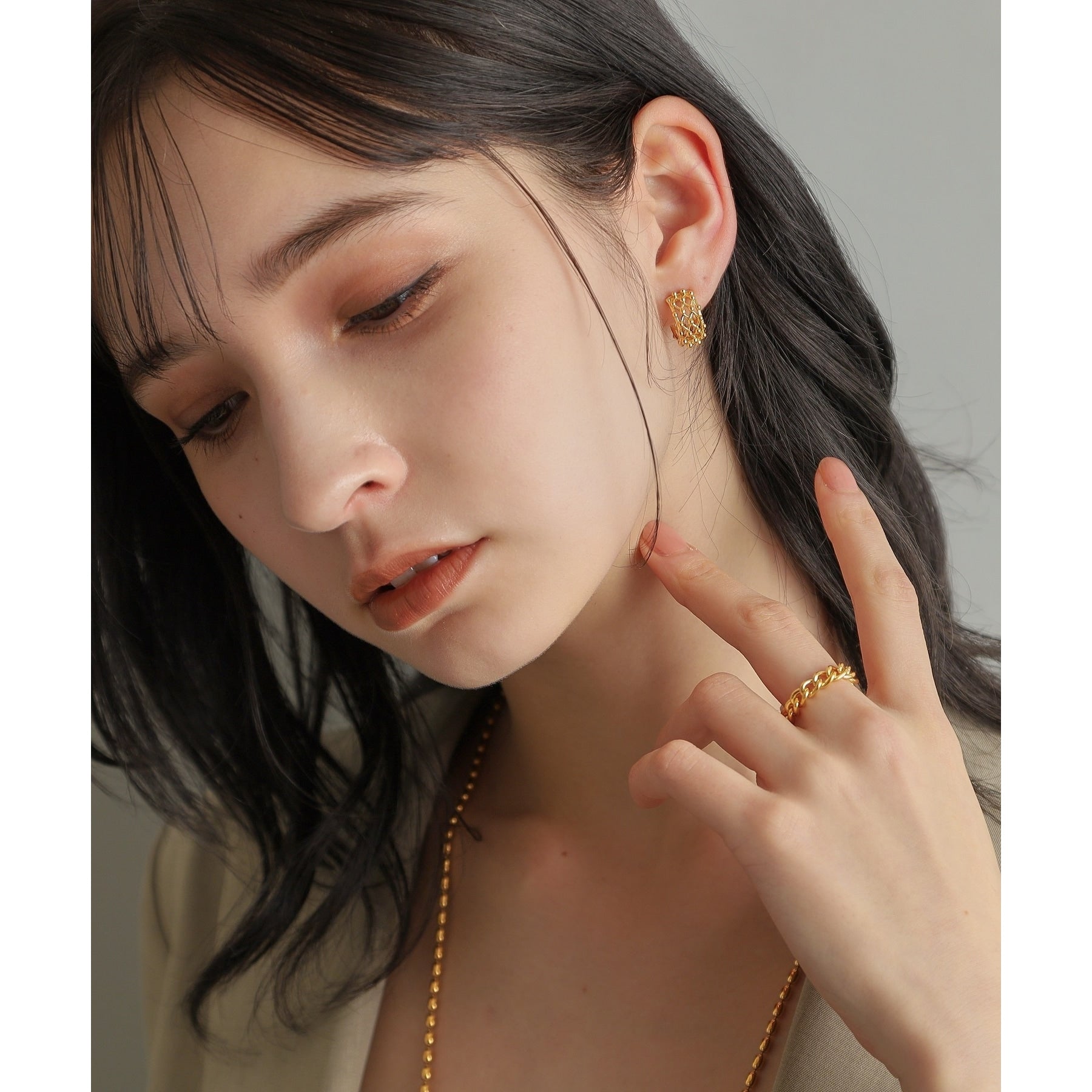 COCOSHNIK ONKITSCH COCOSHNIK ONKITSCH silver Chain Ring Curve Chain GP
